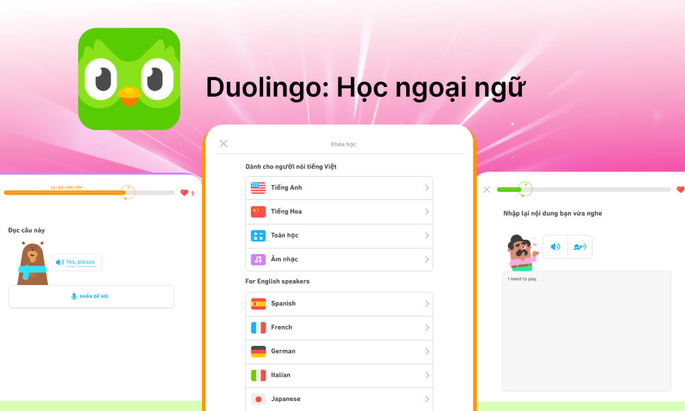 App luyện thi TOEIC Duolingo