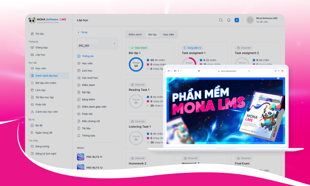 Phần mềm luyện thi TOEIC trực tuyến MONA LMS