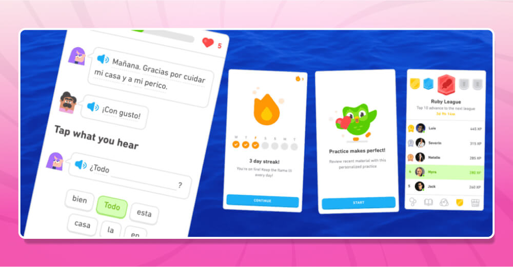 Ví dụ gamification là gì trong ứng dụng Duolingo