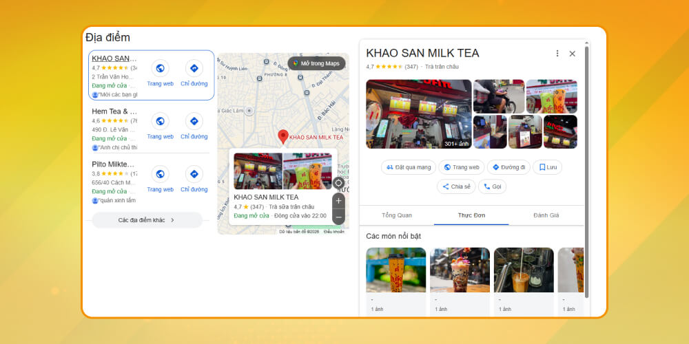 Chiến lược marketing cho quán trà sữa là đăng ký google maps cho quán