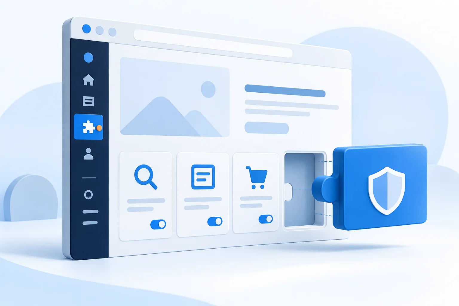Mô-đun plugin bảo mật được gắn vào website cạnh các tiện ích bán hàng