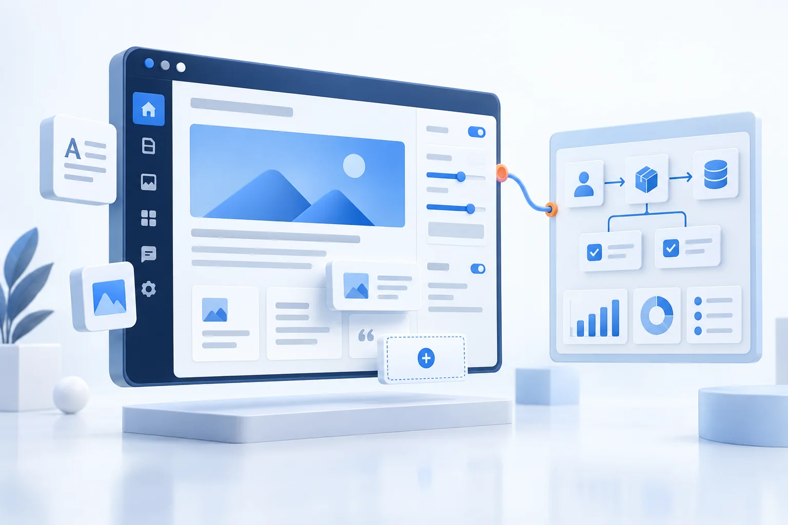 Giao diện quản trị website kết nối với quy trình phần mềm riêng của doanh nghiệp