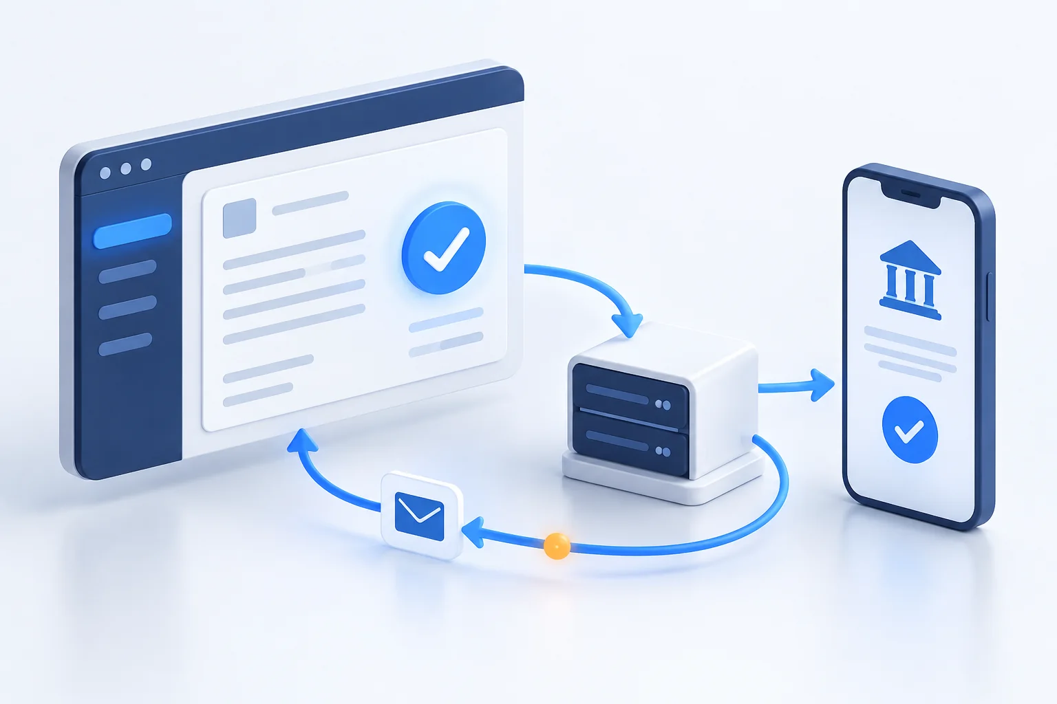 Sơ đồ kết nối ngân hàng với phần mềm qua API và webhook xác nhận thanh toán