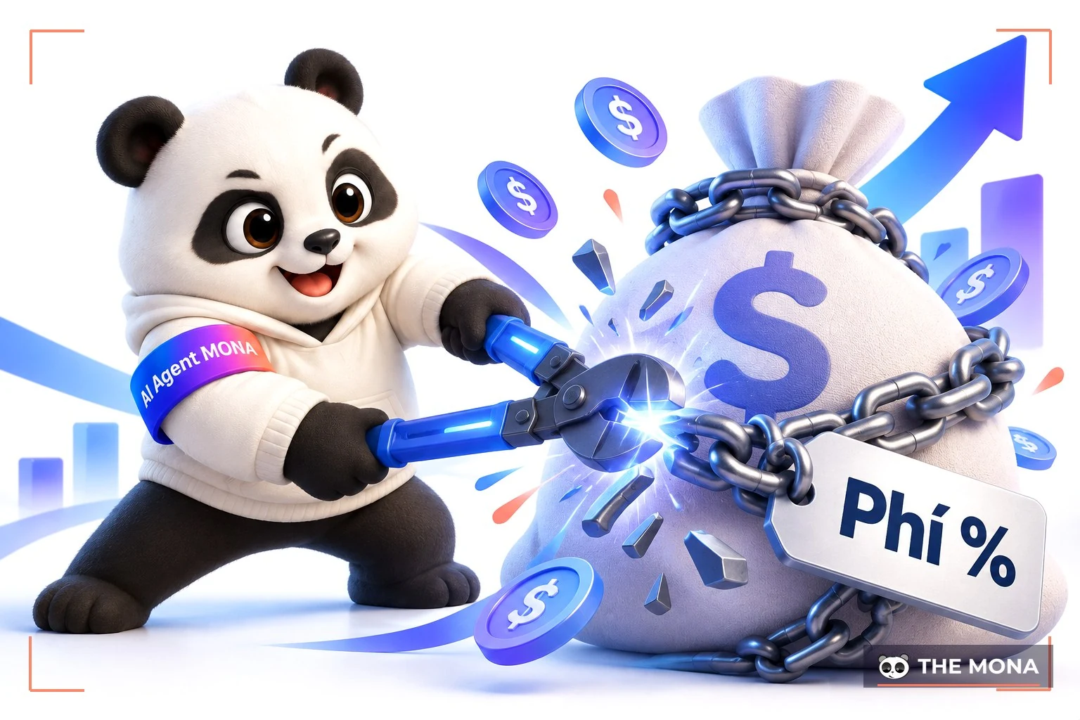 gấu mona cắt đứt sợi xích tính phí phần trăm