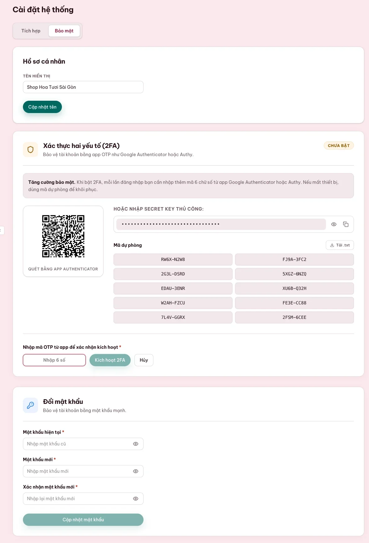 Bật xác thực hai lớp trước khi vận hành webhook