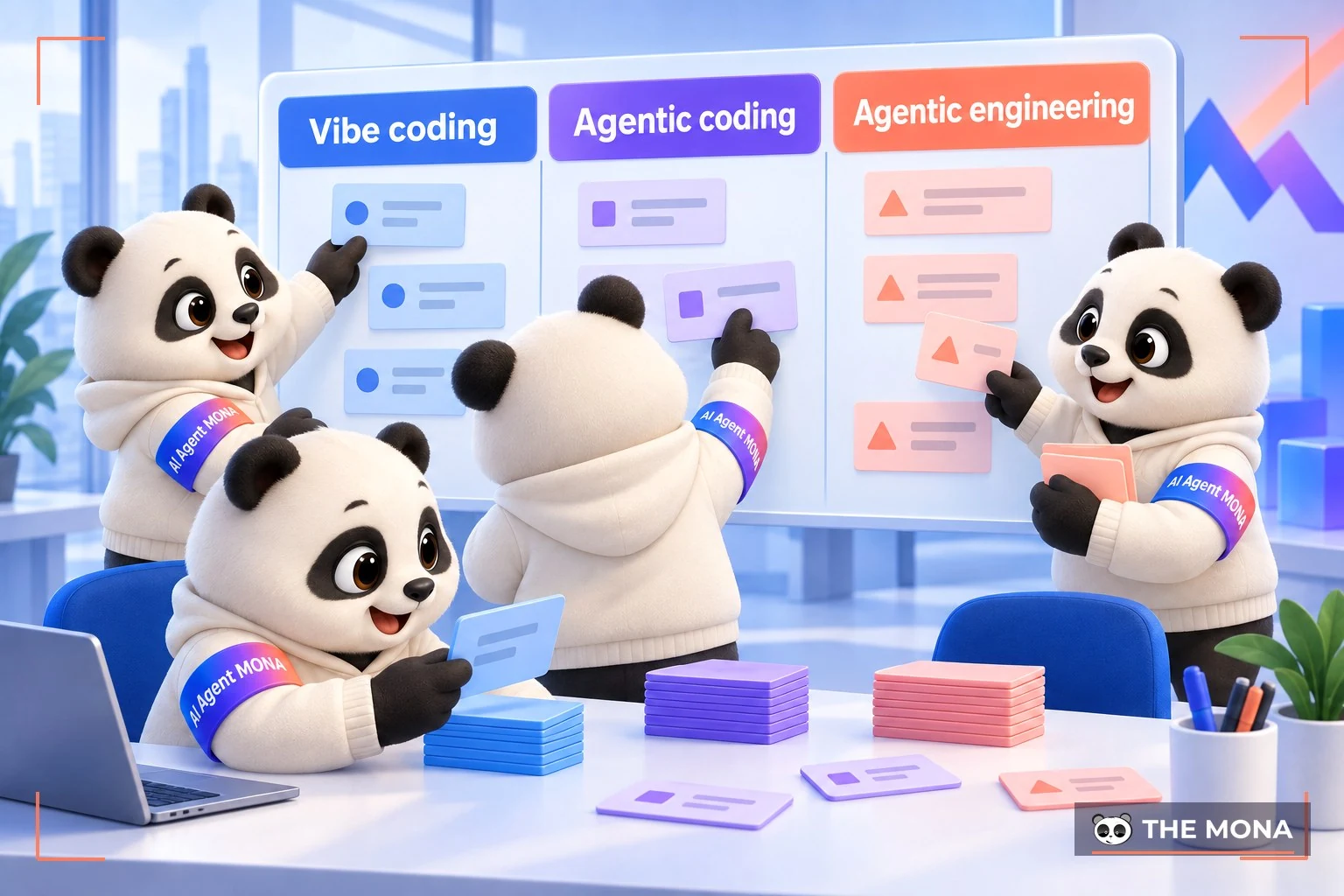 Bảng ba cột so vibe coding, agentic coding và agentic engineering