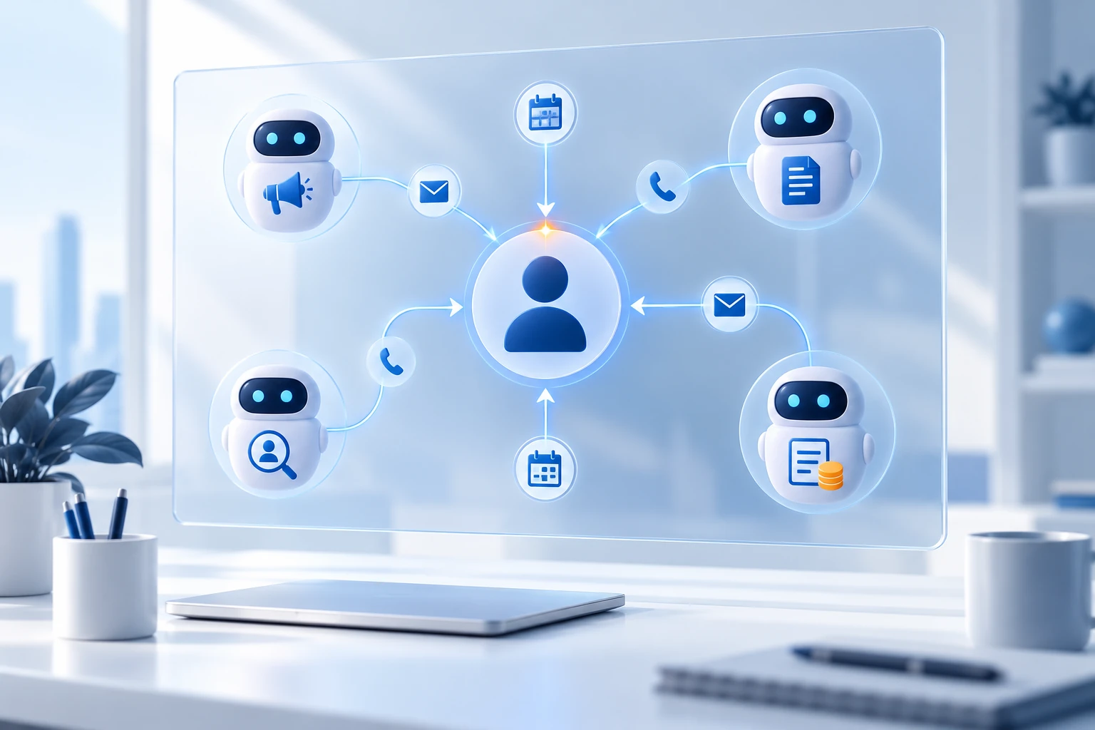 Bốn AI agent marketing, nội dung, tìm khách, công nợ nối vào hồ sơ khách trong CRM