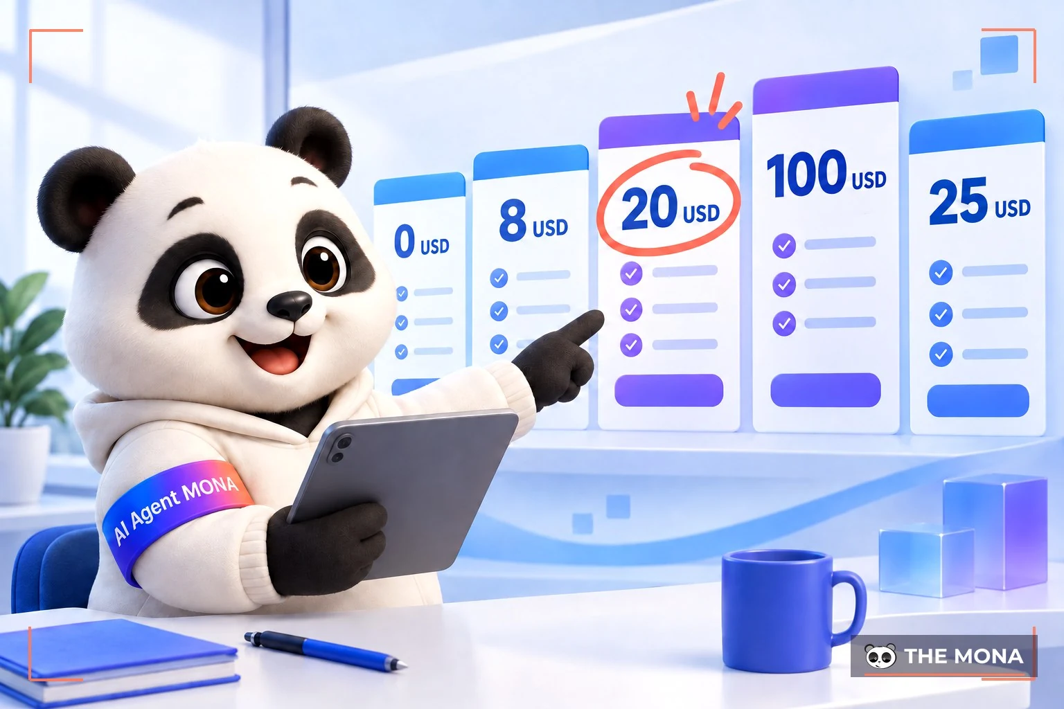 Gấu MONA so các gói ChatGPT có kèm Codex theo giá USD