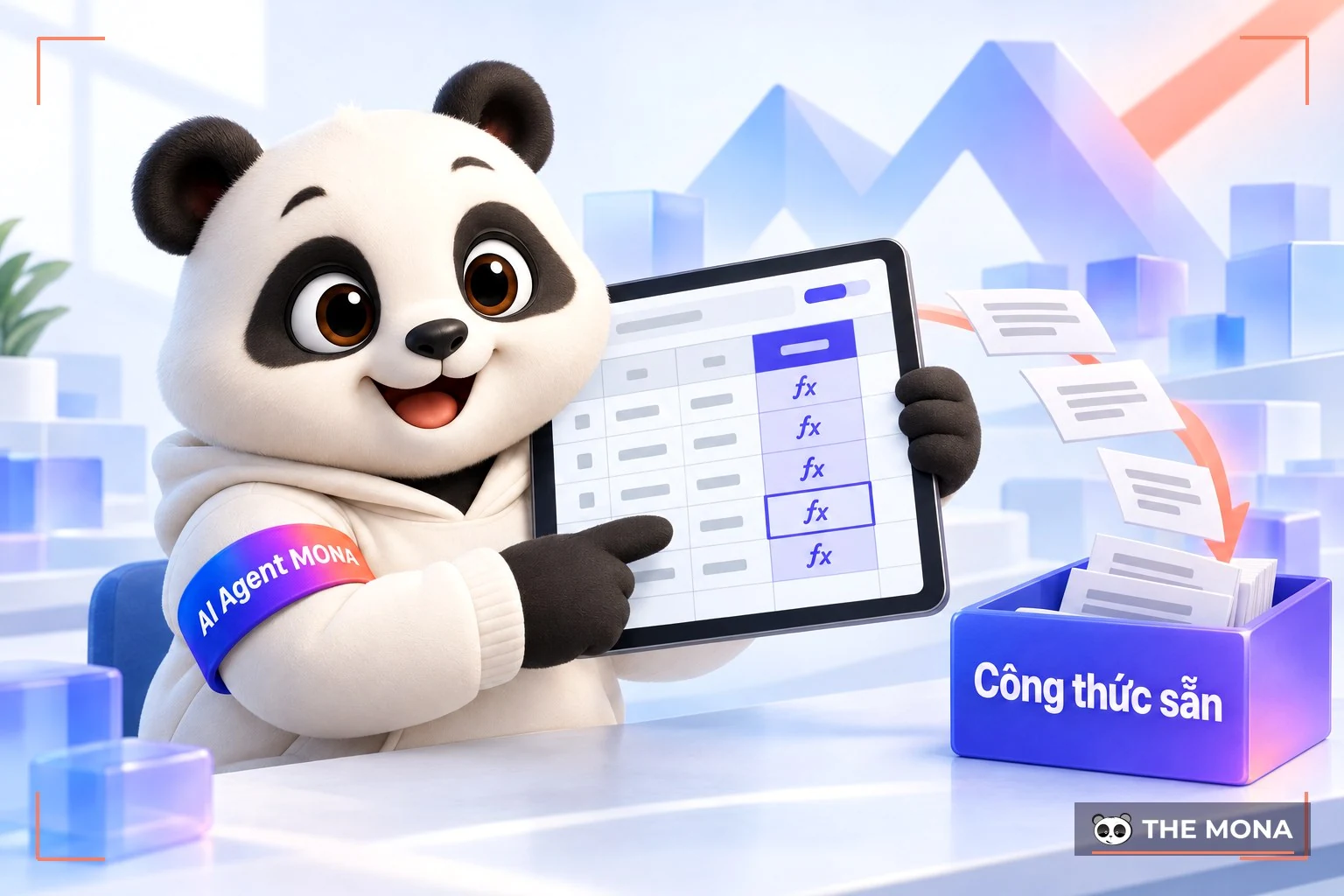 Gấu MONA cầm bảng tính có công thức dựng sẵn đang được bán nhiều năm