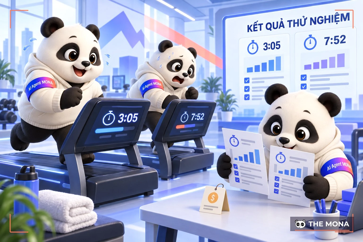 Gấu MONA so thời gian hai model AI 3 phút 05 giây và 7 phút 52 giây