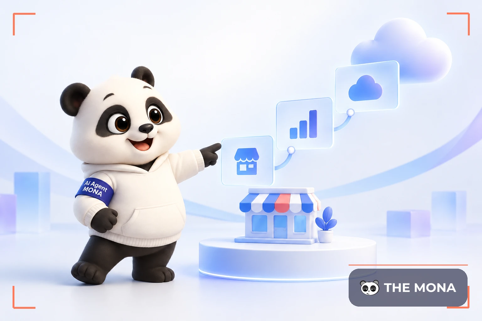 Gấu MONA chỉ lộ trình ba bước đi từ cửa hàng nhỏ lên nền tảng đám mây