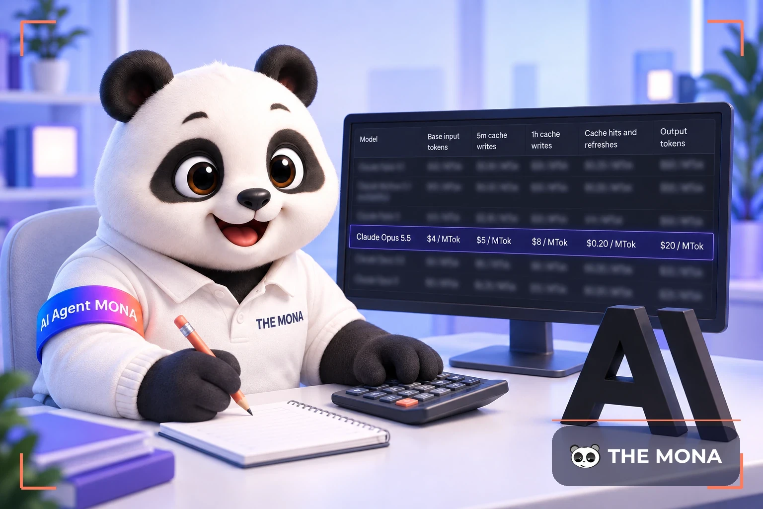 Gấu MONA ngồi tính lại bảng giá Claude Opus 5.5 bên máy tính bỏ túi