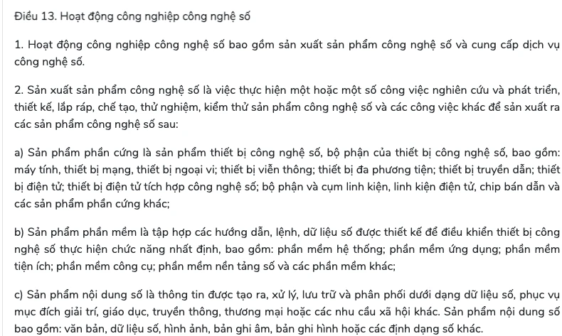 Điều 13 Luật Công nghiệp công nghệ số định nghĩa sản phẩm phần mềm và nội dung số