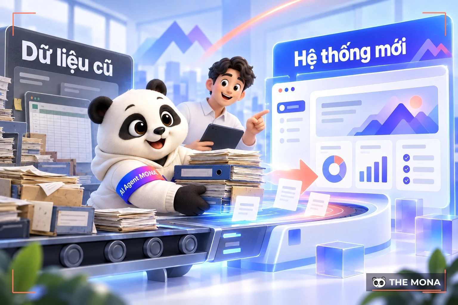 Gấu MONA chuyển hồ sơ và bảng tính cũ sang bảng điều khiển phần mềm mới