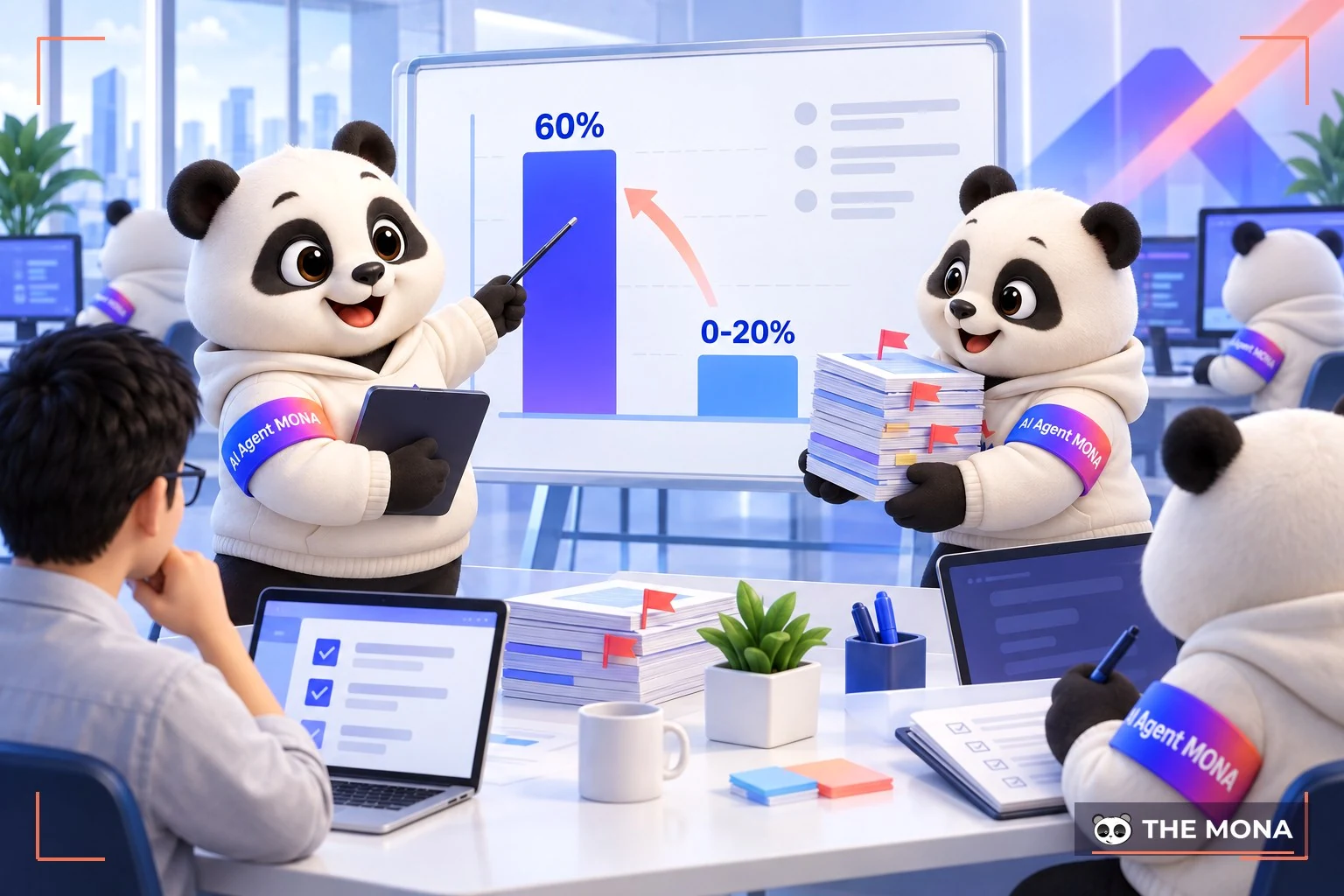 Biểu đồ 60% việc dùng AI và 0 tới 20% việc giao trọn, kỹ sư MONA giải thích