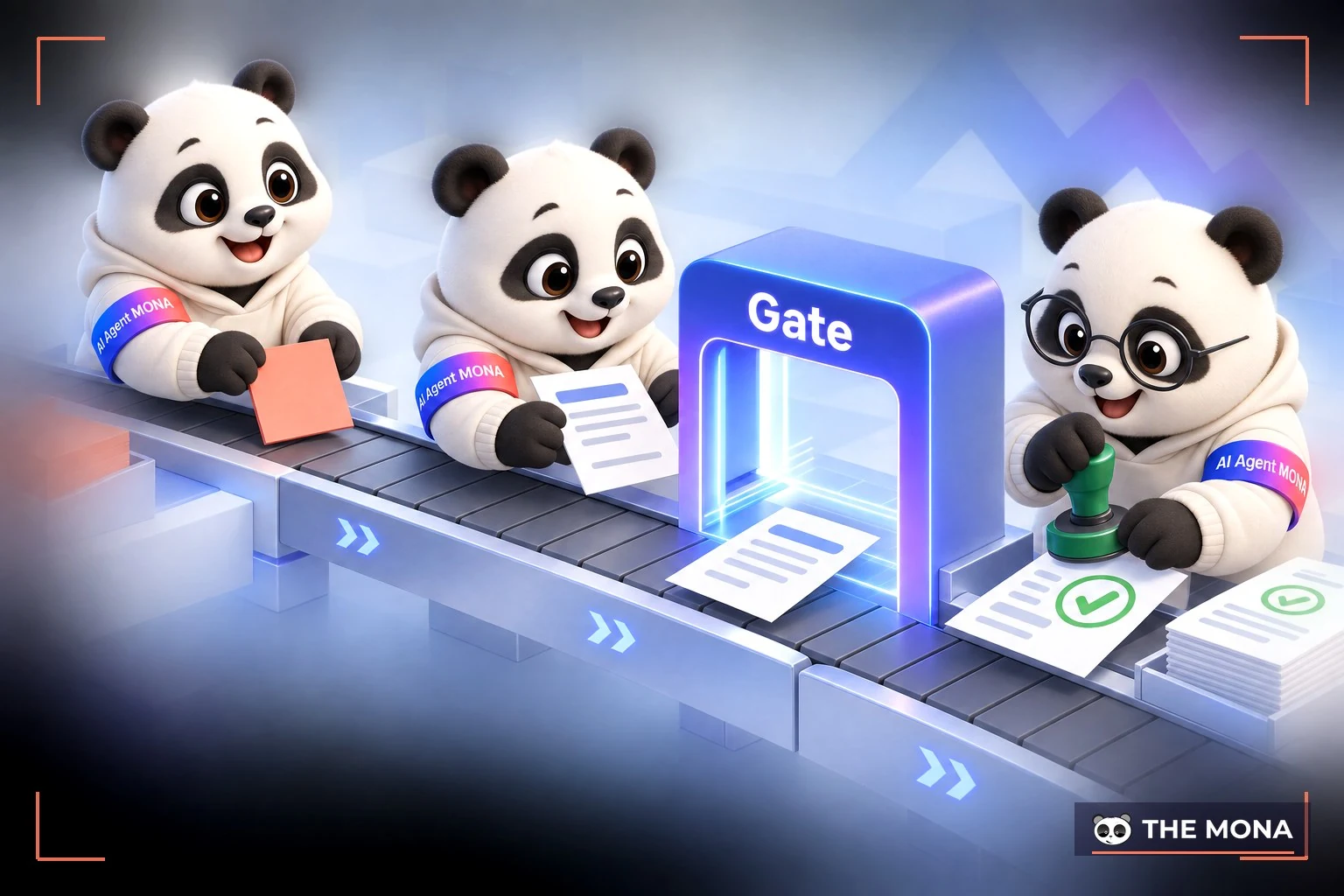 Ý tưởng đi qua spec, gate máy và kỹ sư MONA duyệt trước khi chạy thật