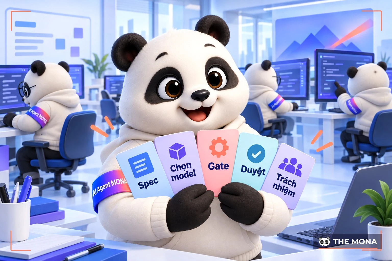 Năm việc của kỹ sư khi AI viết code được gấu MONA cầm trên tay