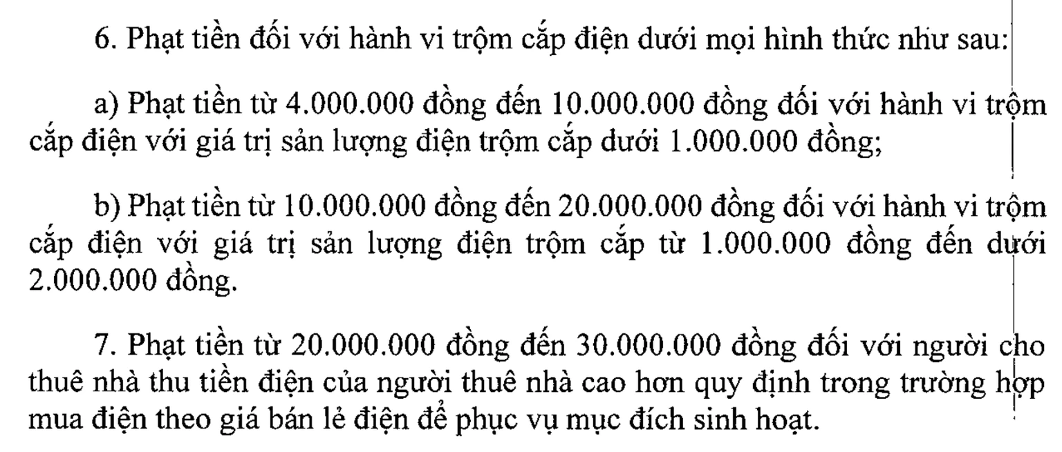 Khoản 7 Điều 13 Nghị định 133/2026 phạt chủ nhà thu tiền điện cao hơn quy định