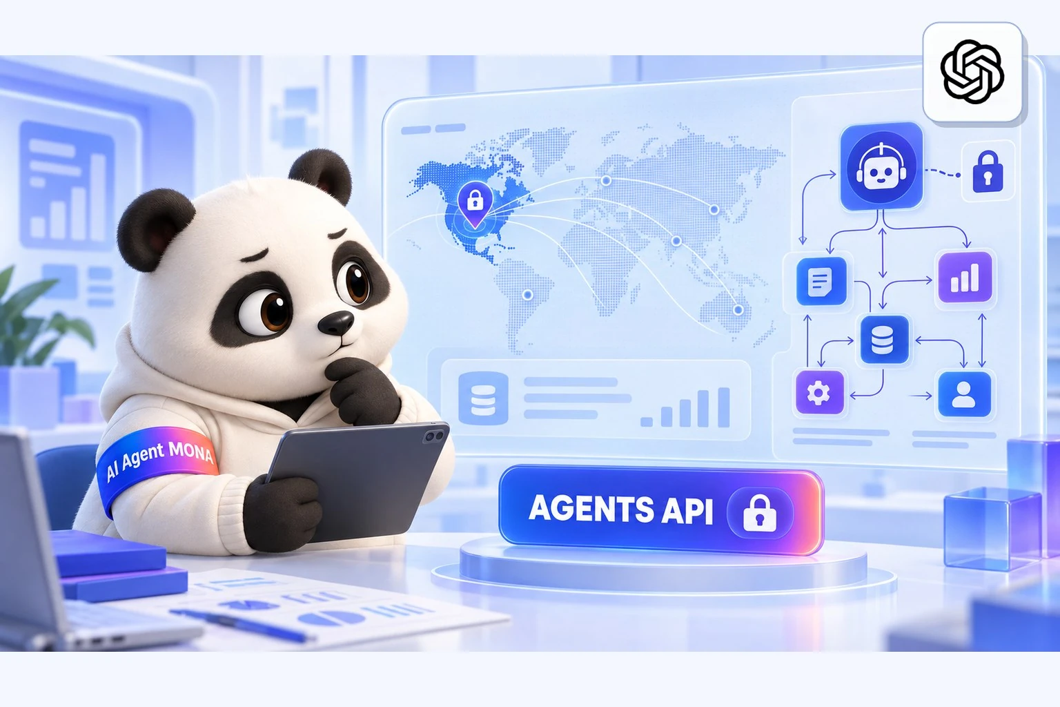 Gấu MONA xem bản đồ dữ liệu OpenAI Agents API chỉ lưu tại Mỹ