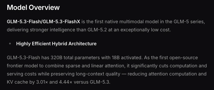 Trang tài liệu Z.ai giới thiệu GLM-5.3-Flash là model đa phương thức