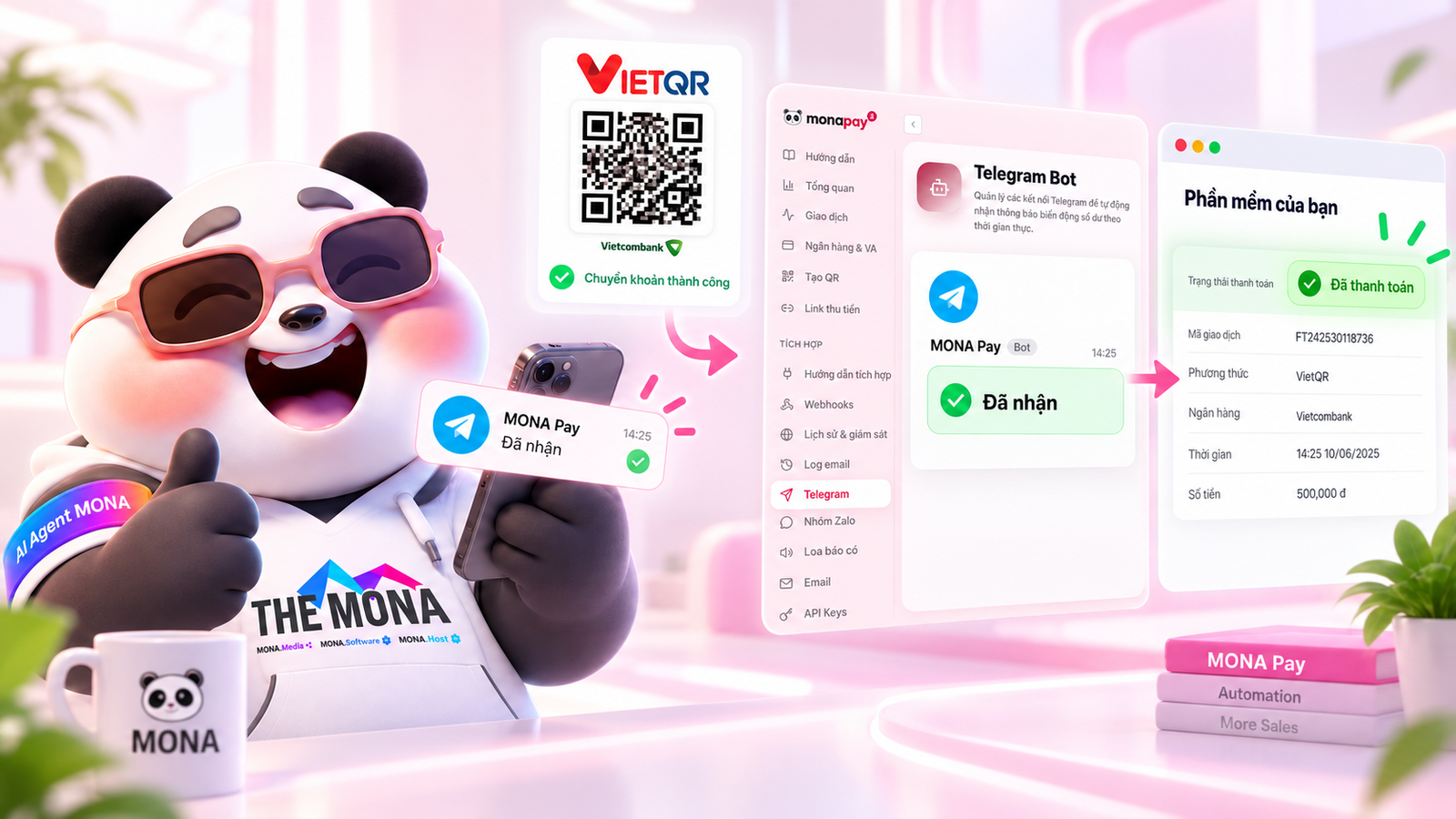 Tích hợp cổng thanh toán VietQR vào phần mềm để tự động báo có